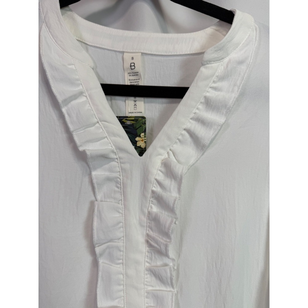 BMJL White Ruffle V-Neck Flutter Sleeve Blouse Women's Size Small NWT - Picture 3 of 5